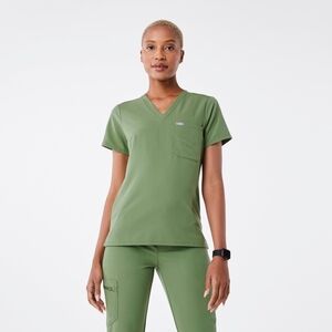 Figs Caterina One-Pocket Scrub Top, XXS, Fern Green